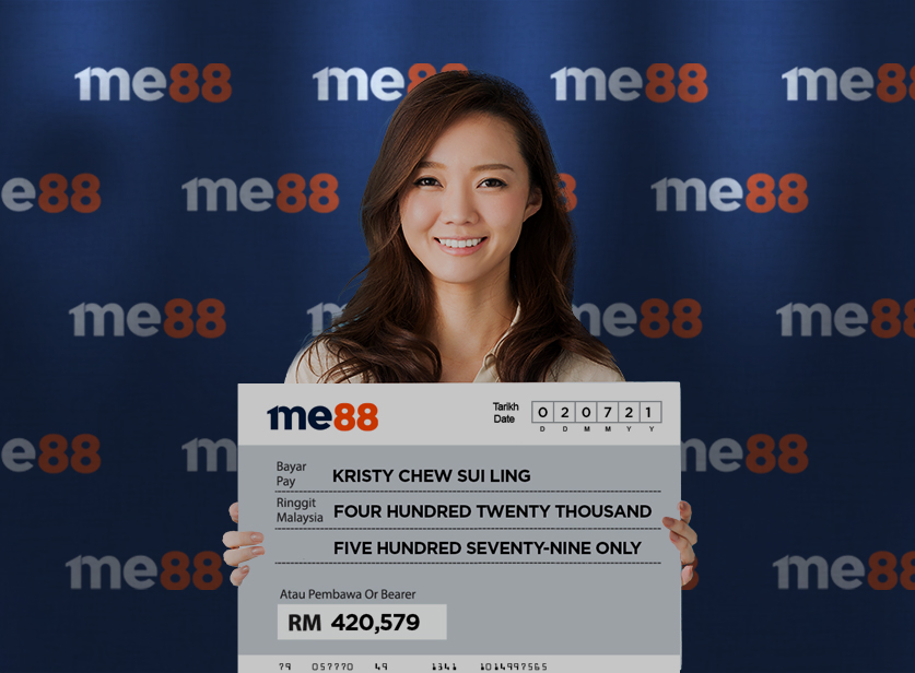Kristy: "Been using me88 for years and just won RM420, 579 thanks to me88!"